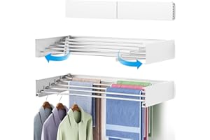 OSIVAEX Wall Mounted Drying Rack Clothing, Foldable Laundry Hanger Dryer Rack, 31.5" Clothes Drying Racks Wall Mount, Collapsible Sweater Drying Rack, Laundry Hanging Rack Indoor or Outdoor, Towel Rack,5 Rods