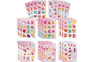 BBPOOL 24 Sheets Valentine's Day Stickers for Water Bottles Heart Stickers for Kids Valentine's Day Gifts for Her Valentine's Day School Activity Games Party Favors