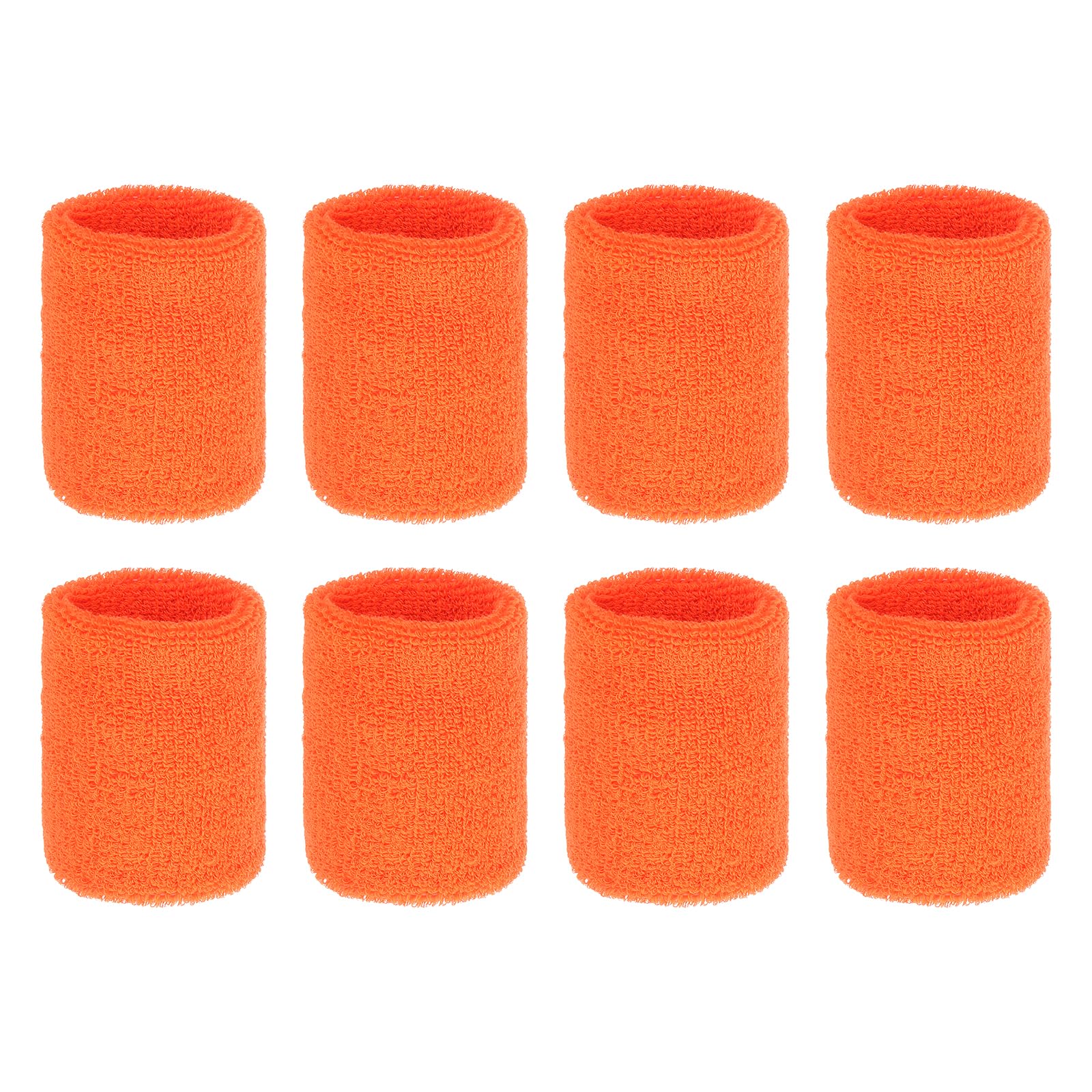 PATIKIL Wrist Sweatbands, 8Pack Sports Wristbands Sweatbands Wrist for Tennis Badminton Basketball Football, Orange