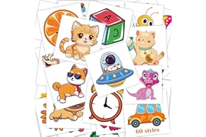 MDDRUIQI Temporary Tattoo Kids - Fake Tattoos for Kids - Party Favors for Kids 8-12,Christmas Crafts Gifts for 4-10 Girls Boys Birthday,Cute Cool Stuff Kit,Stocking Stuffers for Kids,60 Styles