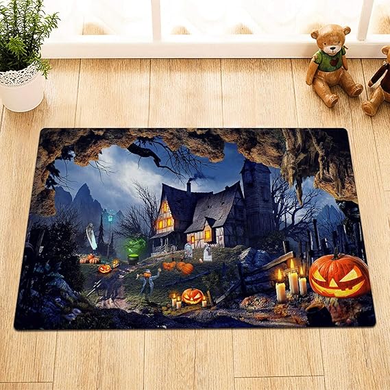 JHDF Casa embrujada de Halloween Calabaza Alfombra de baño Piso