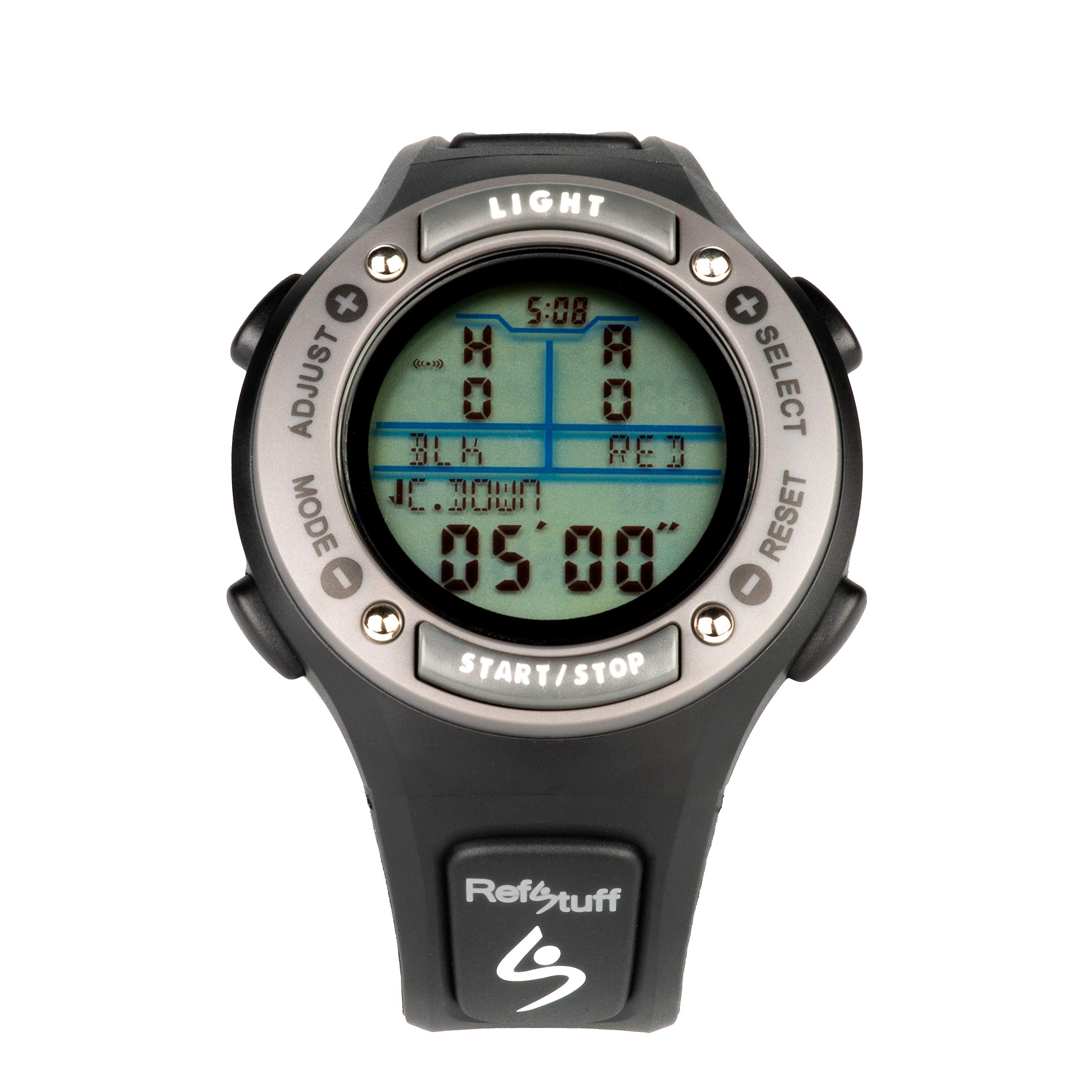 RefStuff RefScorer Digital Referee Watch - Record The Score of the Game! (PINK print on strap & Pink top ring bezel)