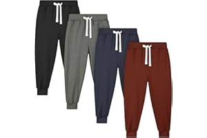 Resinta 4 Pack Toddler Boys Sweatpants Kids Pull On Casual Pants Athletic Joggers with Drawstring Pockets for Boys