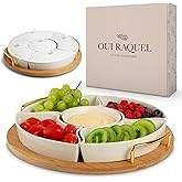 Chip and Dip Serving Set, 13.5" Serving Platters and Trays, Appetizer Serving Tray, Divided Serving Tray, Party Serving Relish Trays and Platters, Lazy Susan Taco Bar, Lazy Susan Serving Platter