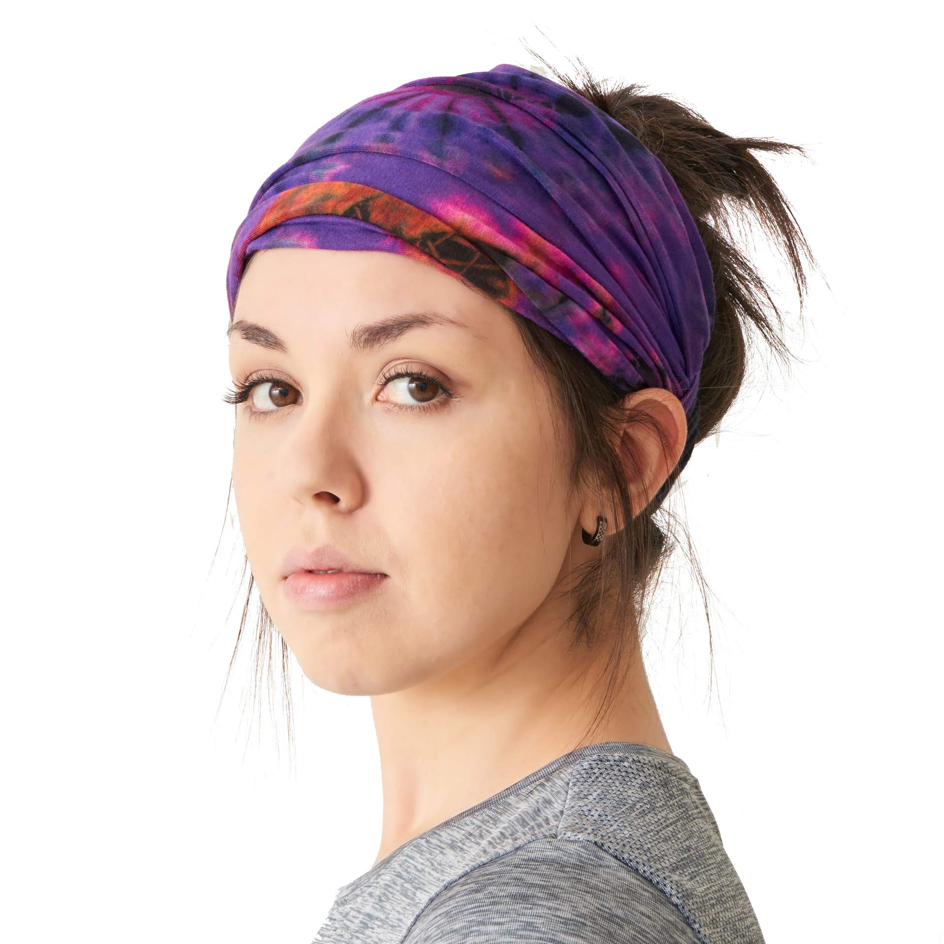 CHARM Tie-Dye Hippie Headband | Elastic Bandana | Head Cover Wrap for Men & Women | Psychedelic Flower Pattern | 60's 70's Retro Bohemian Boho B โ image 1