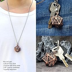 Haxtec Mini Metal DND Dice Set with Hollow Necklace