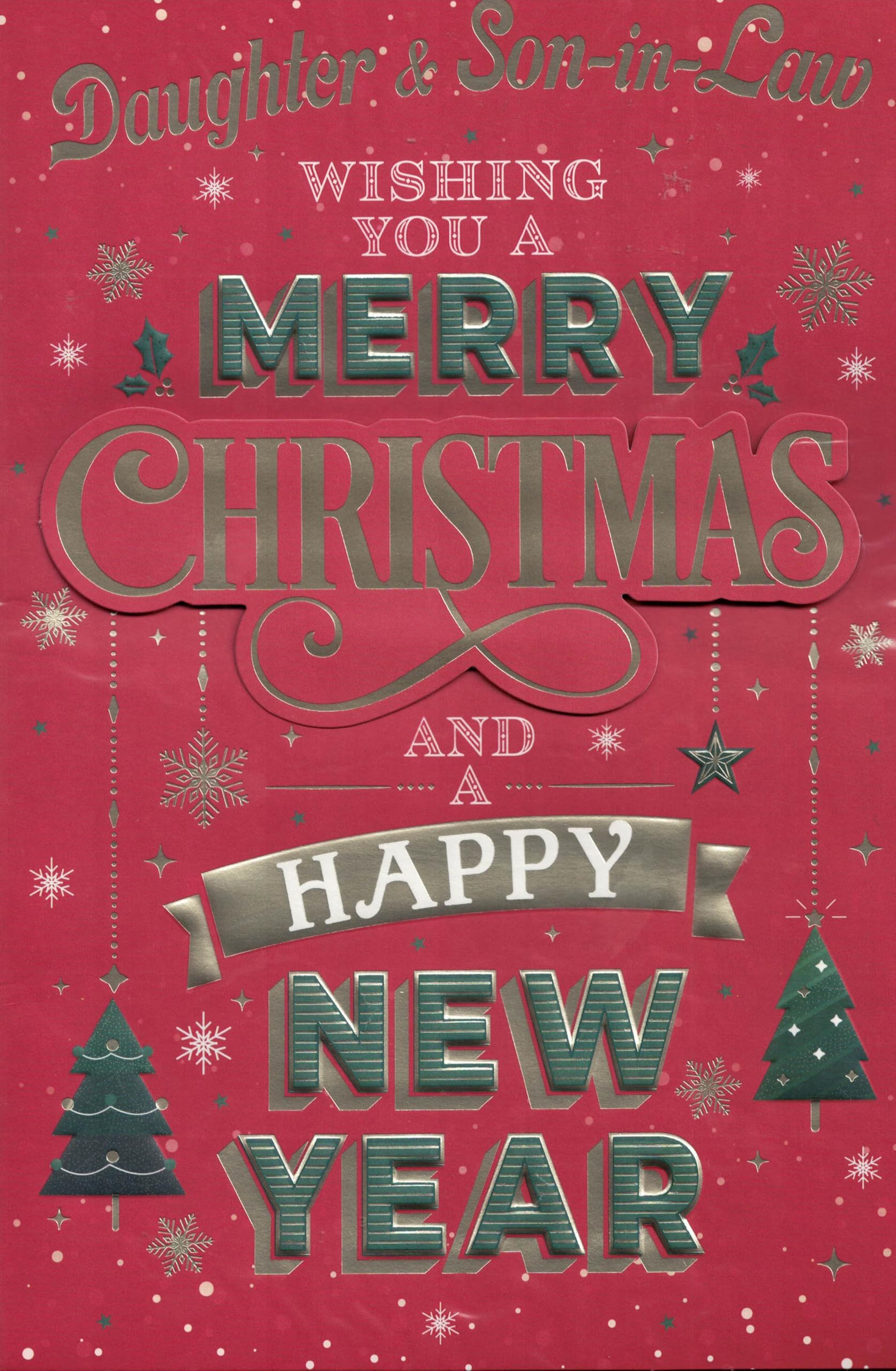 Extra Large Christmas Card for Daughter and Son-in-Law, 8 Page Insert, 12x8 Inches, Sentimental Verses OE