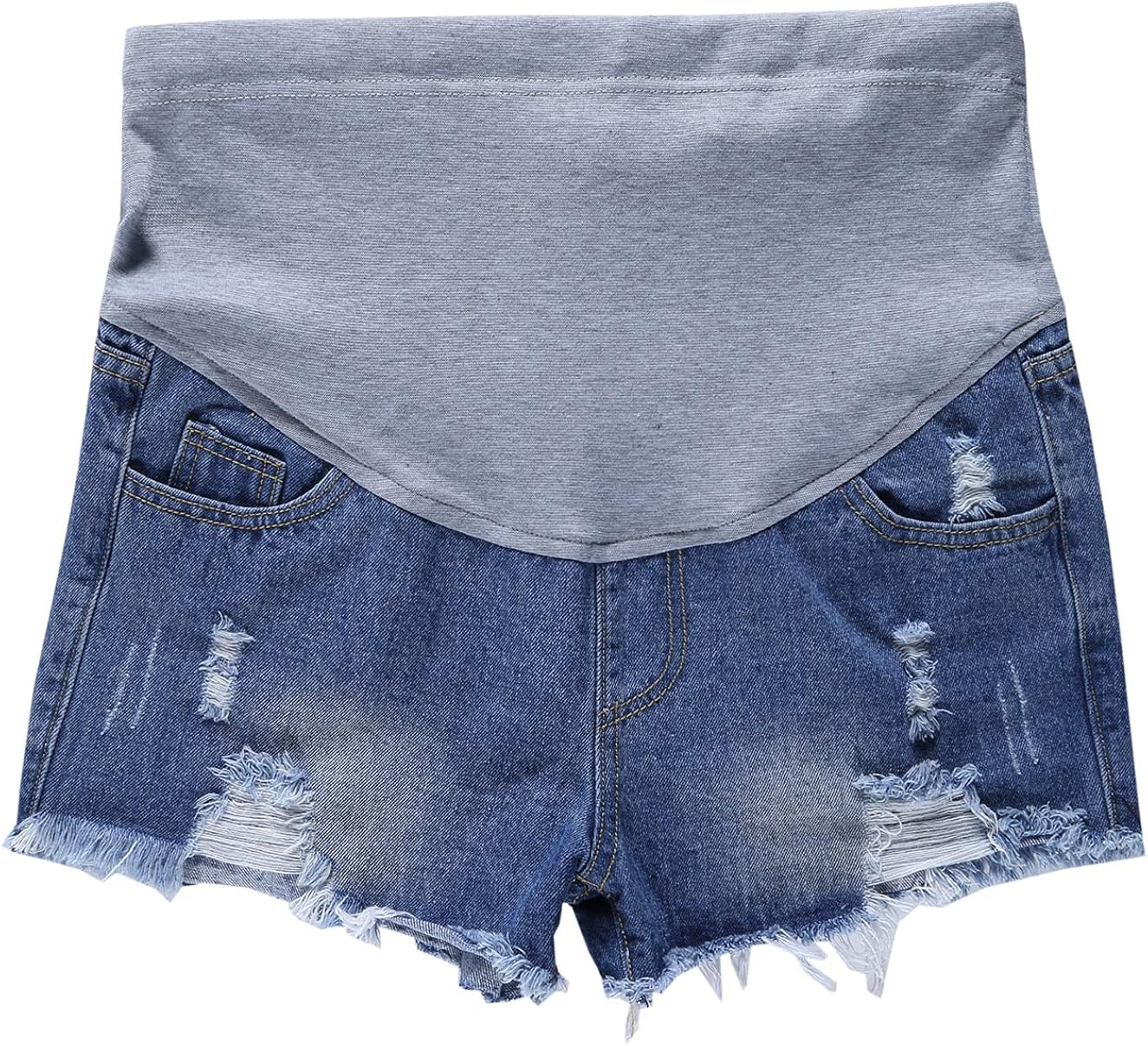 Distressed denim maternity shorts Clearance
