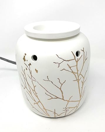 Scentchips Elektrische Duftlampe Stövchen Brenner ZWEIGE Keramik weiß