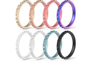 ThunderFit Thin Silicone Wedding Rings for Women, Triangle Diamond Stackable Bands 2.5mm Wide 2mm Thick - 1/4/8/12/16 Variety