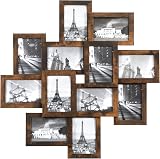 SONGMICS 12 Photo Frame Collage 4x6 Glass MDF Rustic Brown RPF022X01