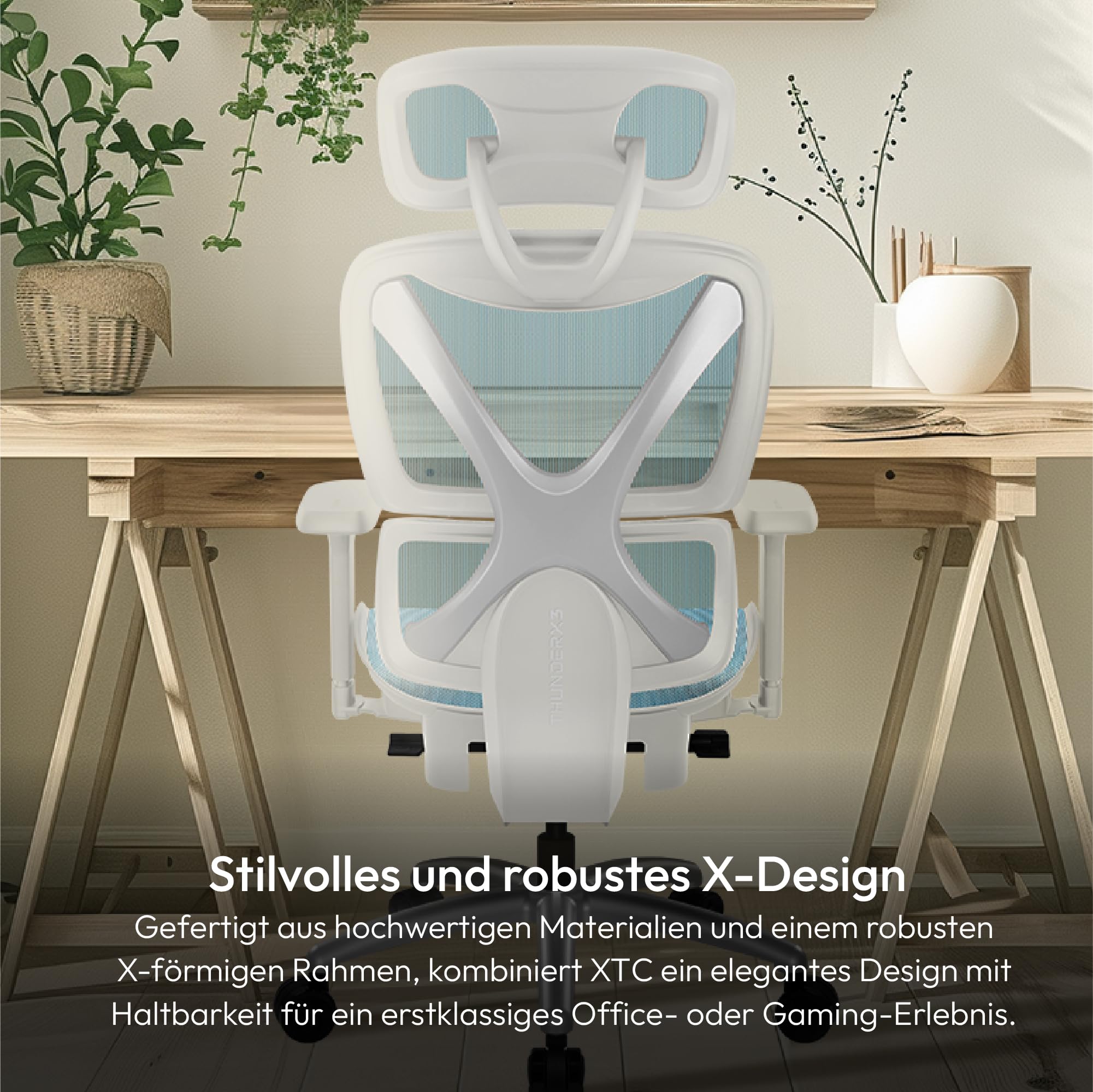 ThunderX3 XTC Mesh Schwarz/Blau | Ergonomischer Bürostuhl – Verstellbarer Schreibtischstuhl mit hoher Rückenlehne, Synchronmechanik & automatischer Lendenstütze – Gaming-Stuhl für Erwachsene 6