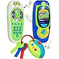 Click N' Play Pretend Play Cell Phone TV Remote & Car Key Accessory Playset for Kids with Lights Music & Sounds (Set of 3)