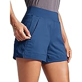 CRZ YOGA Women's Lightweight Mid Rise Hiking Shorts 4'' - Stretch for Athletic Summer Travel Outdoor Golf with Zip Pockets