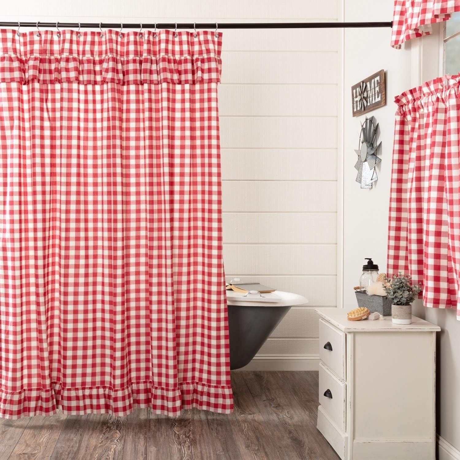 Amazon Com Misc Rustic Buffalo Plaid Shower Curtain With Ruffles