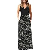AUSELILY Women's Sleeveless Formal Dress Deep V Neck Loose Plain Cocktail Long Maxi Dresses with Pockets 2026 New