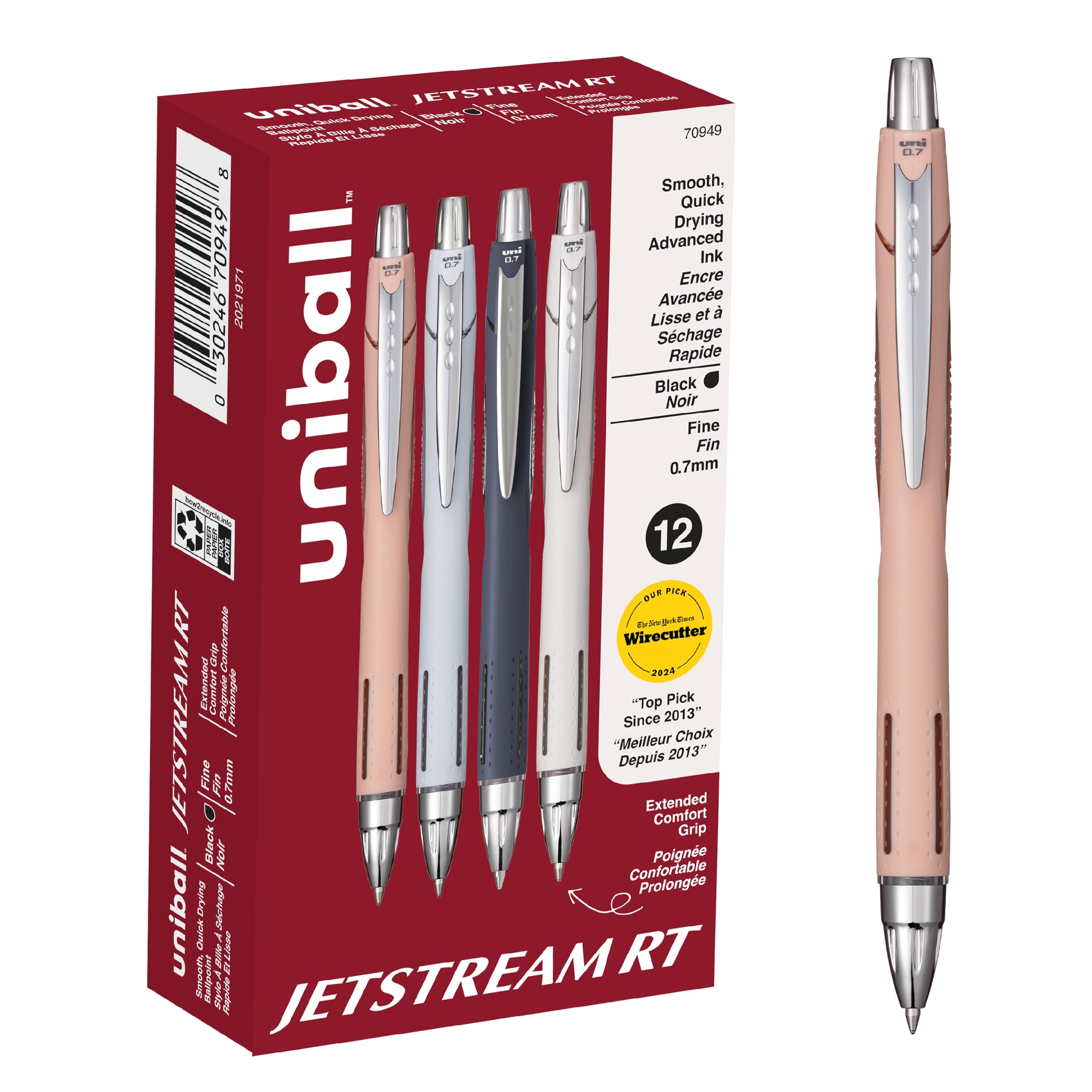 uni-ball Jetstream RT Pens – NY Times Wirecutter Best Pen for Over a Decade – Pack of 12 Black Fine Point Pens, 0.7mm – Back to School