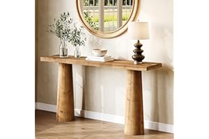 TRIBEWOOD 63-Inch Solid Wood Console Table, Farmhouse Entryway Table, Rectangular Long Sofa Table Behind Couch for Entryway, 