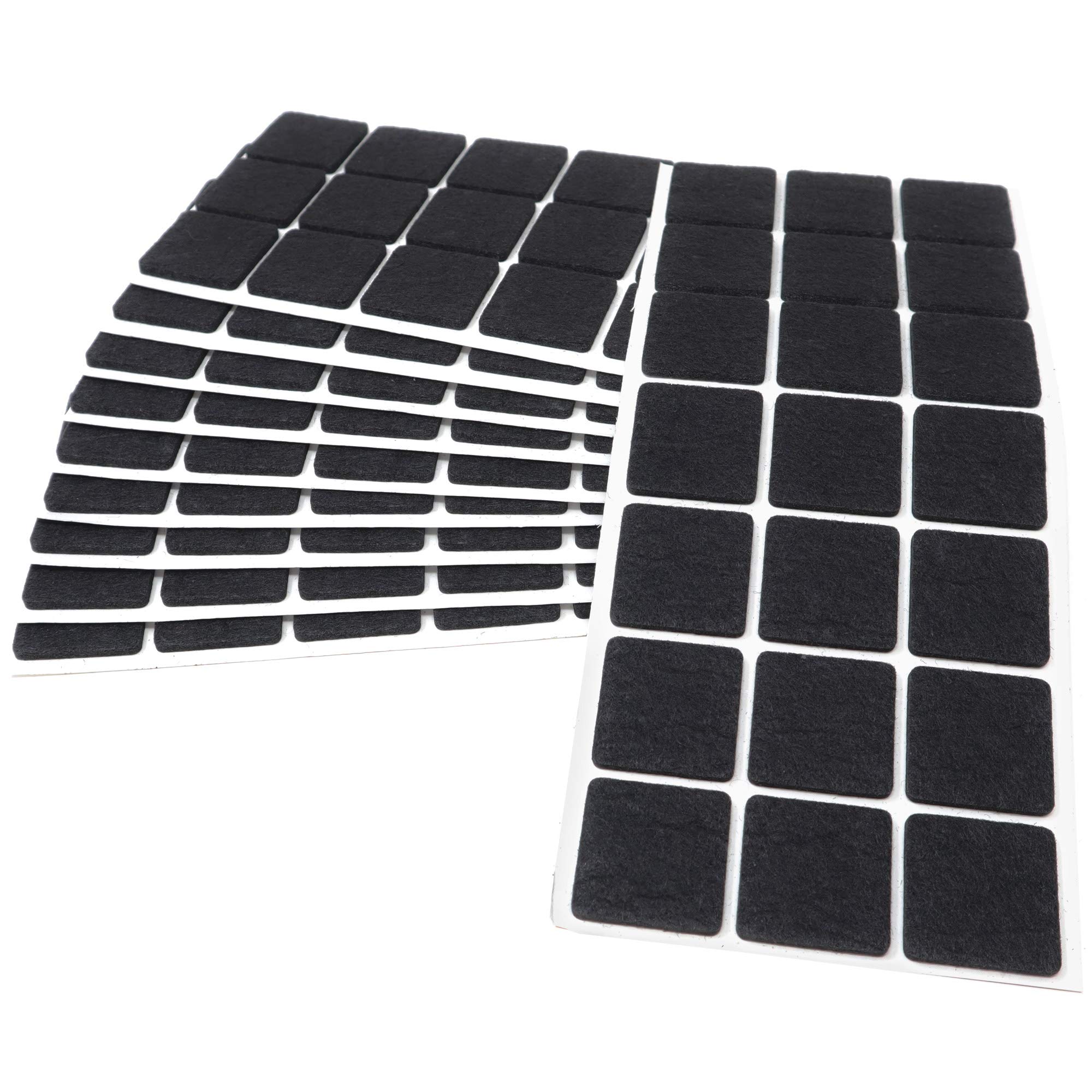 Adsamm® / 210 x self-adhesive felt pads/Black / 1.18x1.18'' (30x30 mm) / square / 0.138'' / 3.5 mm thick stick-on furniture felt glides/Furniture & Chair Glides