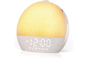 Geuuap Sunrise Alarm Clock White Noise Sound Machine for Bedroom | Natural Wake-Up Light with 30 Soothing Sleep Aids, Bluetooth Speaker, Dimmable Clock, Screen-Free Design for Baby Adults Kids-Khaki