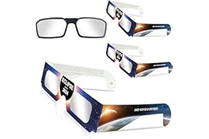 YIYEBFU Solar Eclipse Glasses Approved 2024, Eclipse Glasses 3 Pack + 1 Eclipse Lens, CE and ISO Certified Safe Shades for Direct Sun Viewing