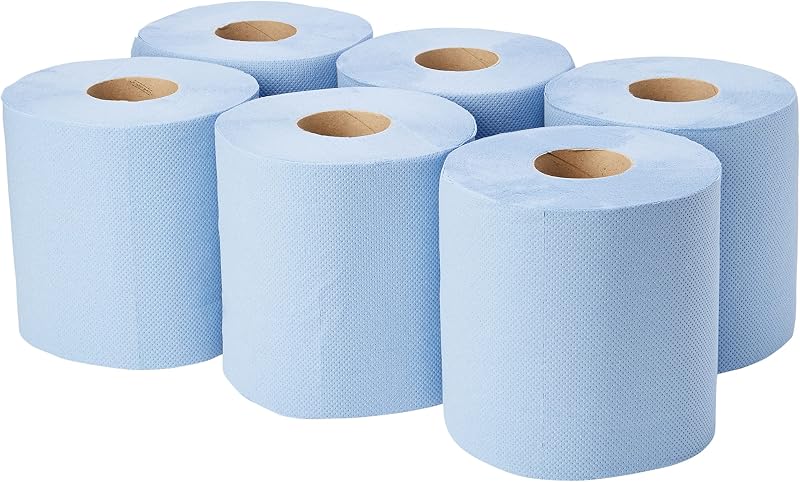 IDEAL 365 Blue Rolls 6 Pack 2 Ply Embossed Centre Feed Paper Rolls 110m