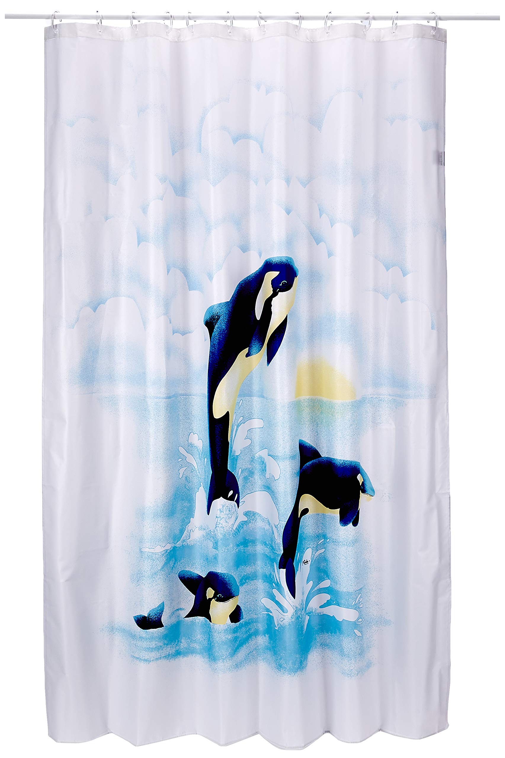 Spirella Textile Curtain Orca Aqua 180 x 200 1231176, White, Standard
