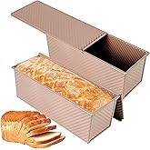 Spmarkt 2-pack 2.2lb Gold Pullman Loaf Pan with Lid, Premium Non-Stick Coating Bread Pan, PFTE and PFOA-Free, Safe and Healthy Baking for Homemade Bread with Family-sized Recipes