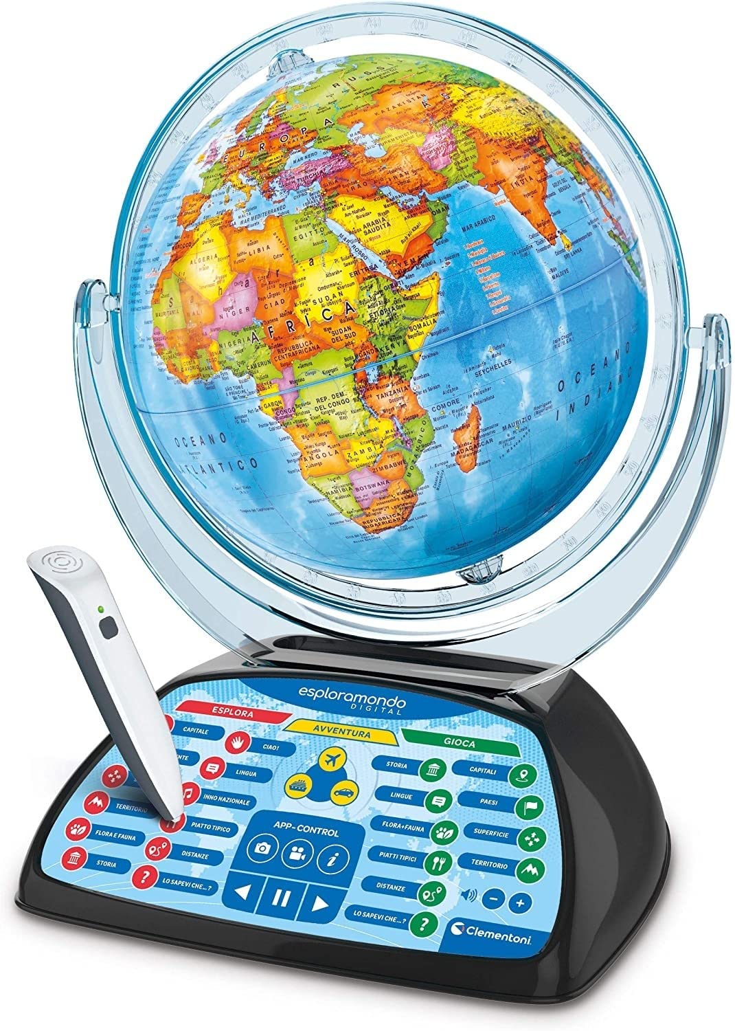 Clementoni 12097, Sapientino, Digital World Explorer, Interactive Educational Globe, World Map for Children with Interactive Pen, Educational Play 7 years+, (Italian Version)