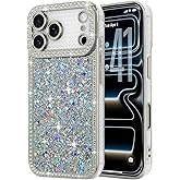 Lafunda for iPhone 17 Pro Case Glitter, Luxury Shiny Bling Sparkly Bumper Cover with Crystal Diamonds for Women Girls Soft TPU Slim Shockproof Protective Phone Case for iPhone 17 Pro 6.3", Sliver