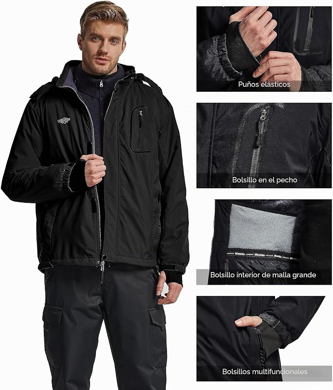 Casaco forrado de polar masculino Snow Heating Preto L