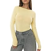 C202 Women's Boat Neck Long Sleeve Shirts Merino Wool Blend Tops Fitted Basic Tee Cozy Embrace Collection