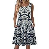 Zeagoo Summer Dresses for Women 2026 Sleeveless Casual Floral Tshirt Sundress with Pockets Loose Tank Beach Dress
