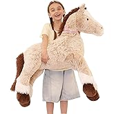 47 Inch Giant Horse Stuffed Animal, Hugging 4ft Giant Soft Brown Horse Plush Body Pillow, Realistic Large Stuffed Pony Plush Toy Gift for Girls Boys
