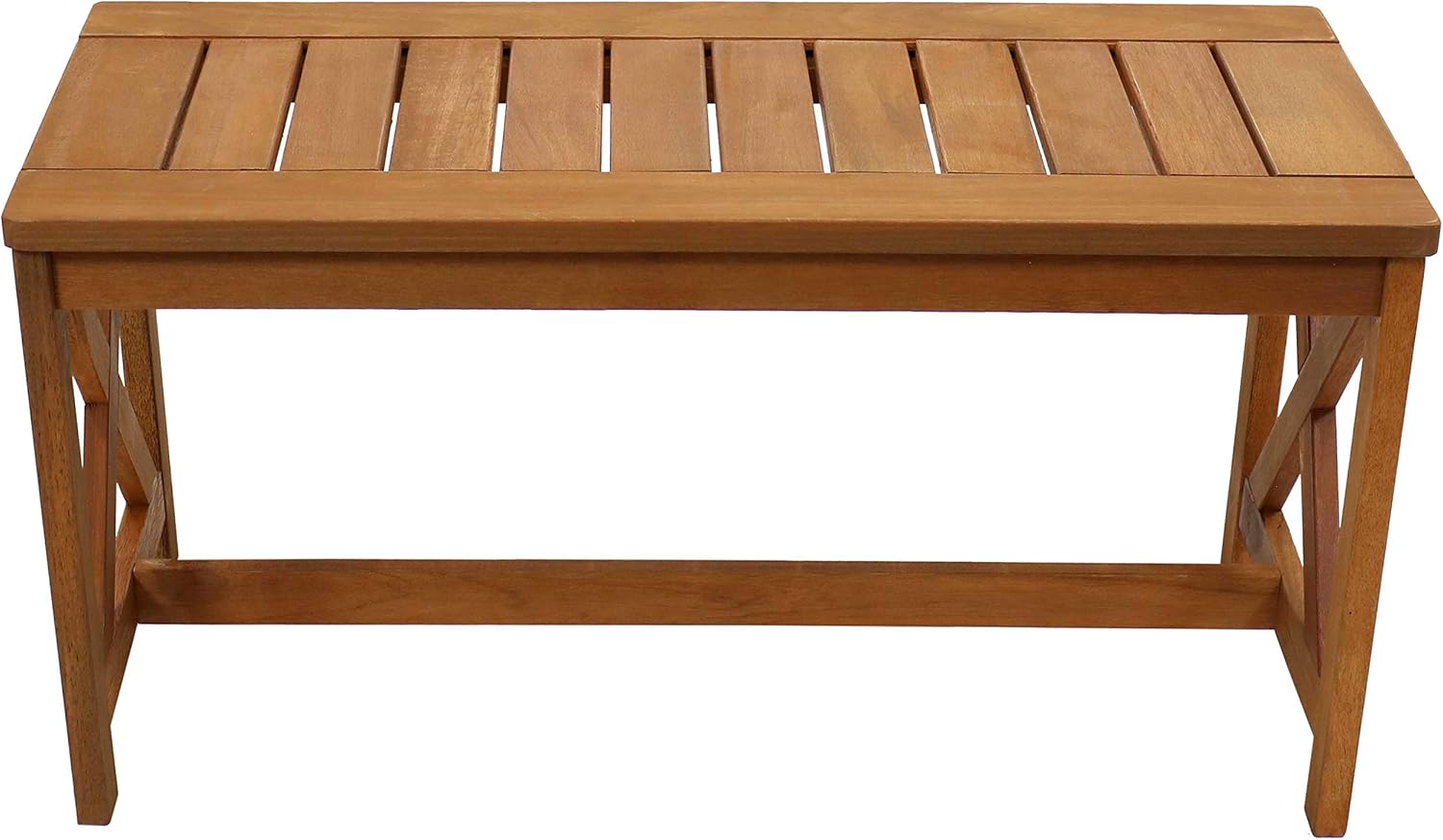 Sunnydaze Meranti Wood Outdoor Patio Coffee Table with Teak Finish - Outside Furniture for Lawn, Garden, Porch, Deck, Balcony, Backyard and Sunroom - Rectangle Table - 35-Inch : Garden & Outdoor