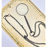 10X Magnifying Glass Necklace – Vintage Pendant Magnifier with Chain – Hands-Free Reading Magnifier for Jewelry, Library, Crafts, and Close-Up Work – Optical Glass Lens for Women & Men