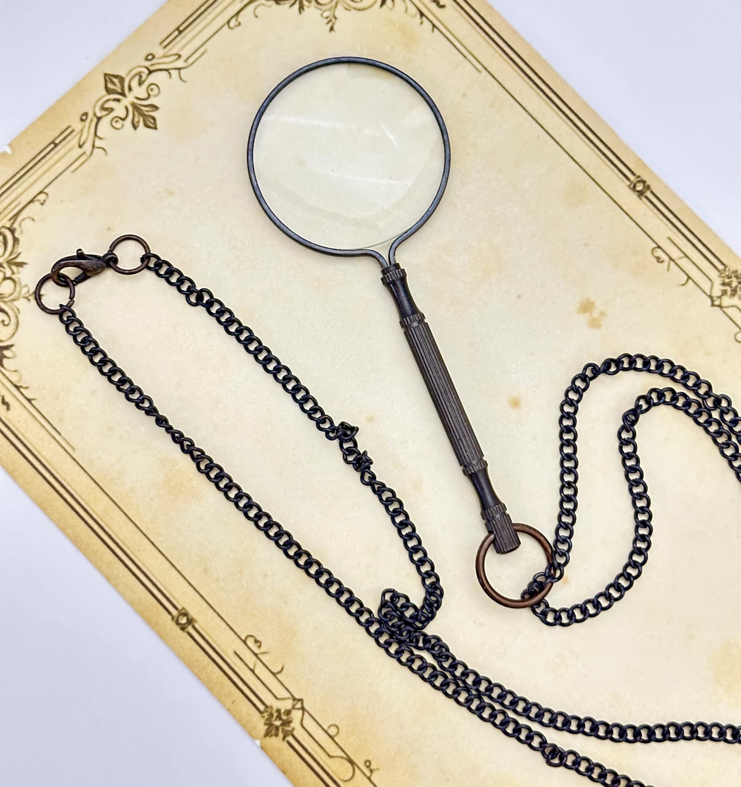 Photo 1 of 10X Magnifying Glass Necklace – Vintage Pendant Magnifier with Chain – Hands-Free Reading Magnifier for Jewelry, Library, Crafts, and Close-Up Work – Optical Glass Lens for Women & Men