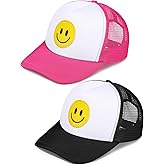 Cozypower 2 Pcs Smile Face Baseball Cap Smile Trucker Hat Mesh Adjustable Baseball Cap Retro Preppy Hats for Women