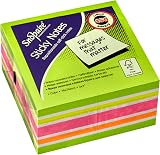 Snopake Rainbow NeonMix Sticky Notes Cube 450 Sheets 76 x 76 mm Green