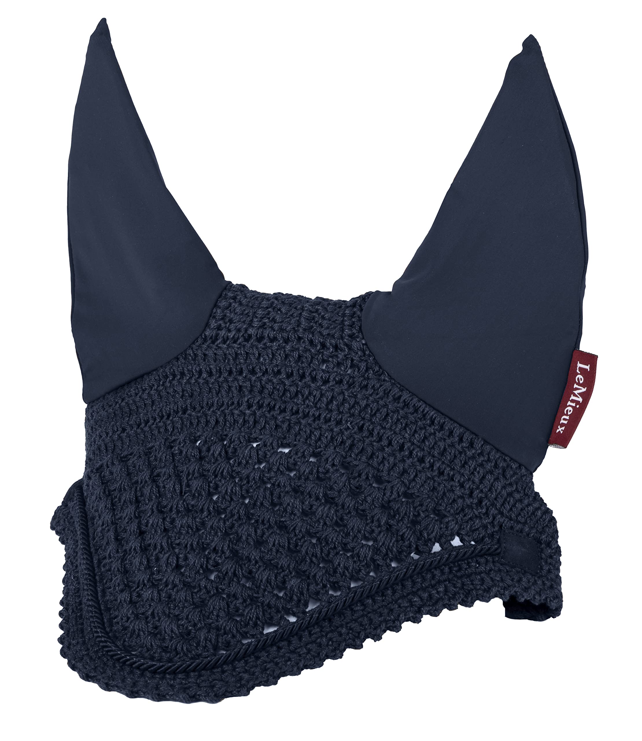 LeMieux Vogue Fly Hood in Navy with Close Knit Crochet - High Density Ear Fabric - Comfortable Fit Sport Horse Wear - X-Large