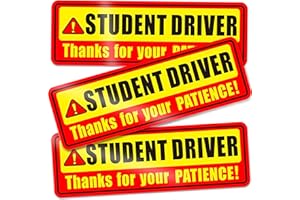 Student Driver Magnet for Car, 3 Pack Reflective Please Be Patient Safety Sign, Movable Magnetic Student Driver Magnet for Ca
