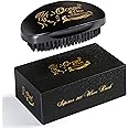 Ocean View Pomade with Wooden Palm Brush for Men - Medium Firm Bristles for 540 and 720 Waves, Contoured for Control with Thumb Indentations