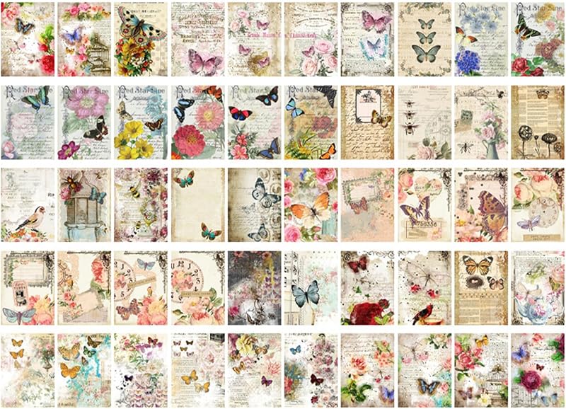 LUVDECO 100 Pcs Butterfly Patterned Craft Paper for Scrapbooking & DIY