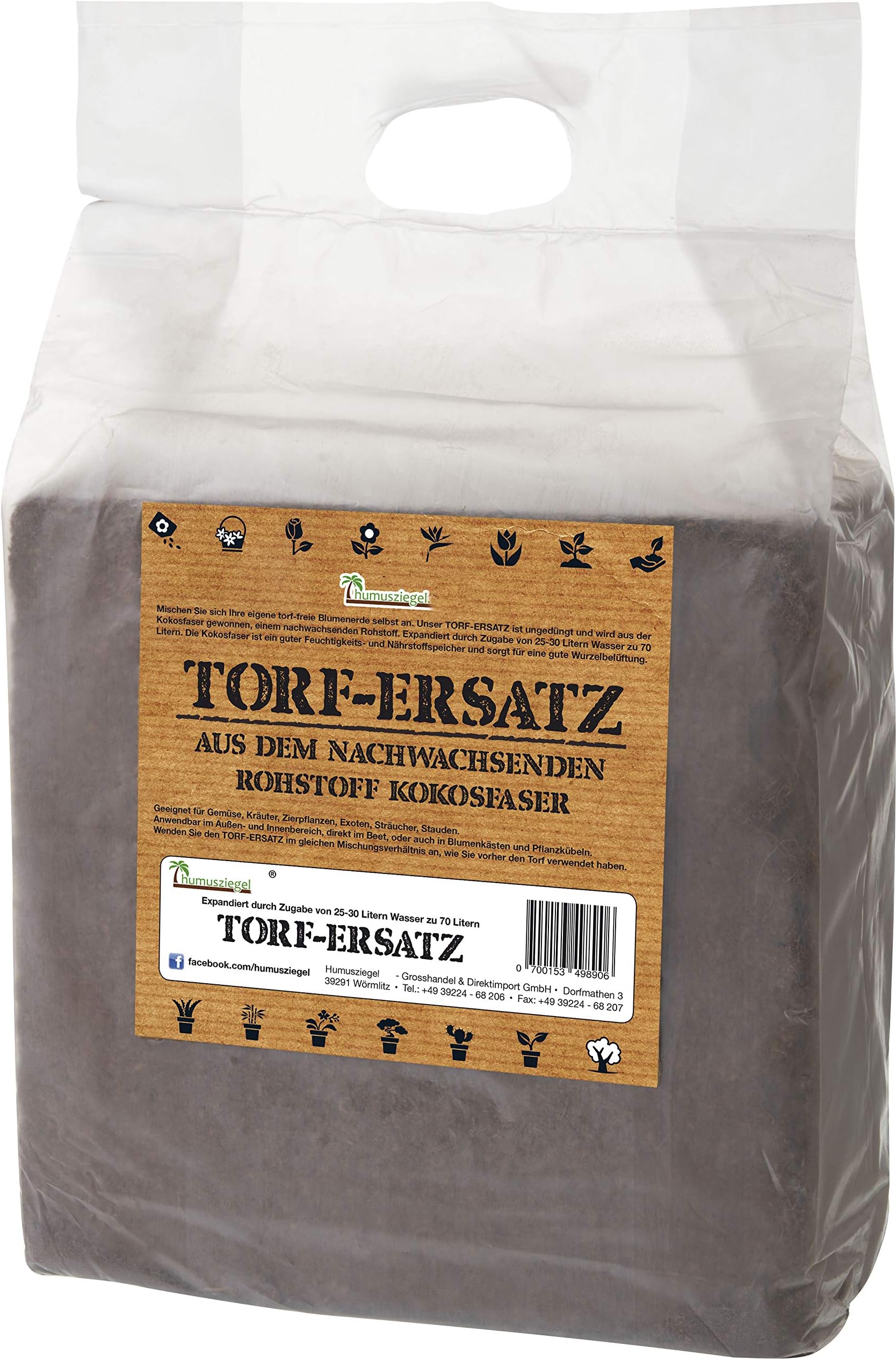 Turf Substitute 70 L Coir Soil/Compost Dung-Free & Peat-Free – Planting Soil for Fruits, Vegetables, Ornamental and Exotic Wood