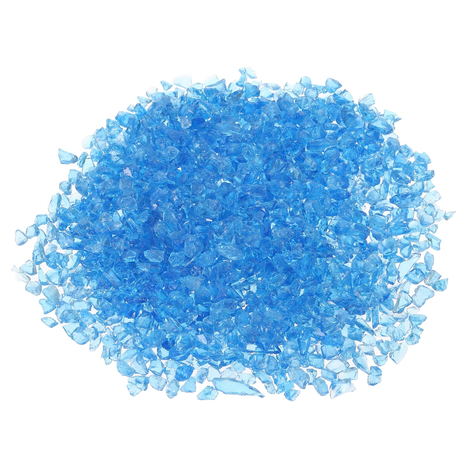 PATIKIL Decorative Glass Gravel 450g/1lb 3-6mm, Irregular Glitters Stone Beads Chips Broken Crushed Fire Glass for Craft Vase Filler Fish Tank Aquarium, Sea Blue
