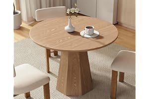 CIMOTA 39” Round Solid Wood Dining Table for 4-5 People, Modern Pedestal Kitchen Table with Octagon Base, Circle Tabletop/Natural Wood Grain Finish, for Dining Room/Kitchen/Small Space/Breakfast Nook