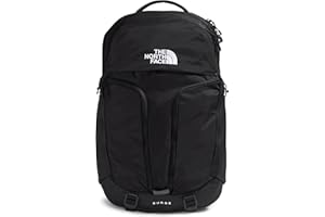 The North Face Surge Commuter Laptop Backpack | Daypack with Water Repellent Finish, 16" Laptop Sleeve, Reflective Details, TNF Black/TNF Black-NPF, One Size