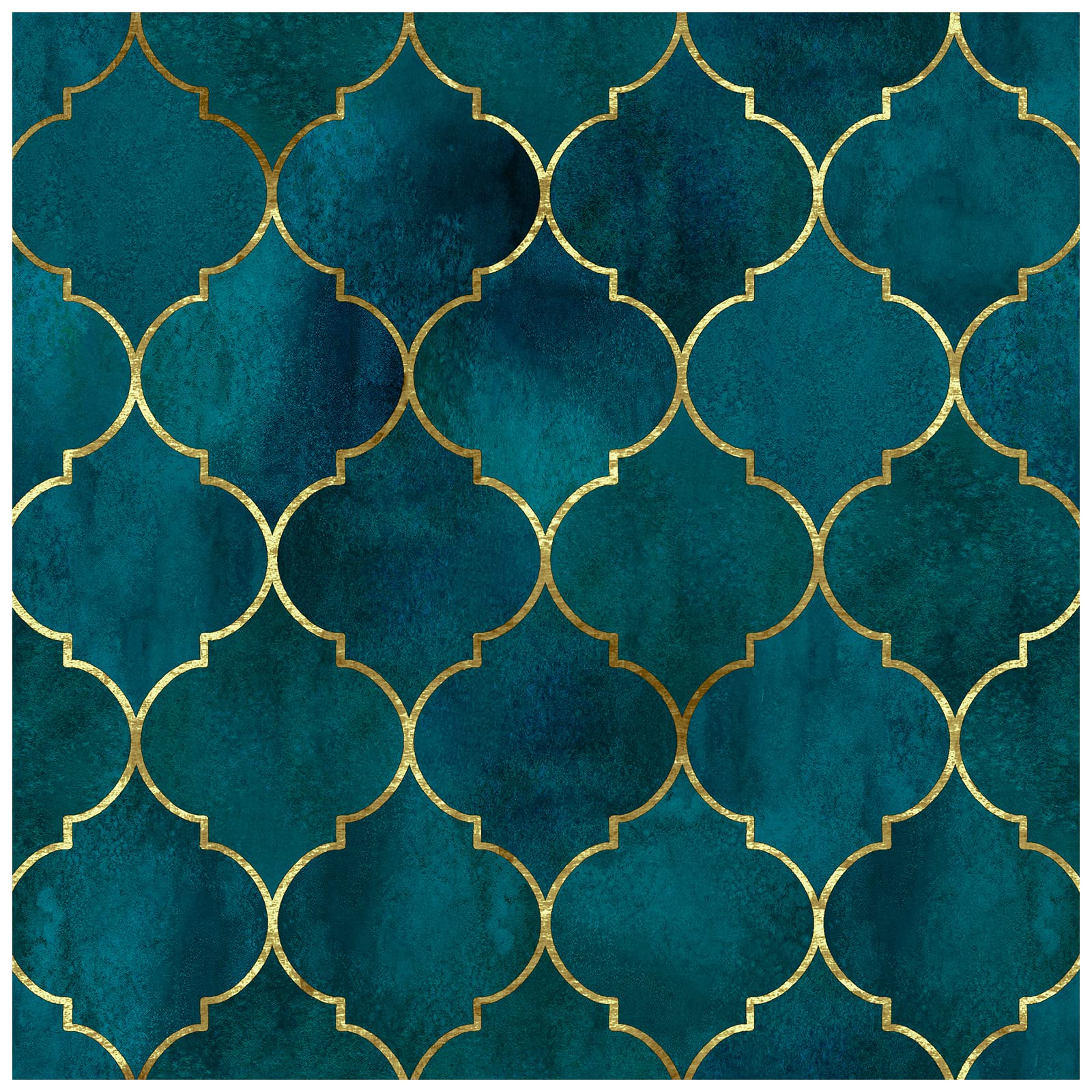 Photo 1 of HAOKHOME Peel and Stick Wallpaper Geometric Graphic Trellis Sapphire Blue/Bronze Removable Contact Paper for Home Bathroom Decorations 17.7in x 32.8ft