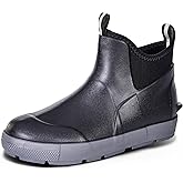 Ovyuzhen Men's Ankle Rain Boots Waterproof Deck Boots Booties Rubber Boots Men Anti-Slip Comfort Lightweight Gardening Shoes for Fishing Yard Farm Outdoor Work Boating