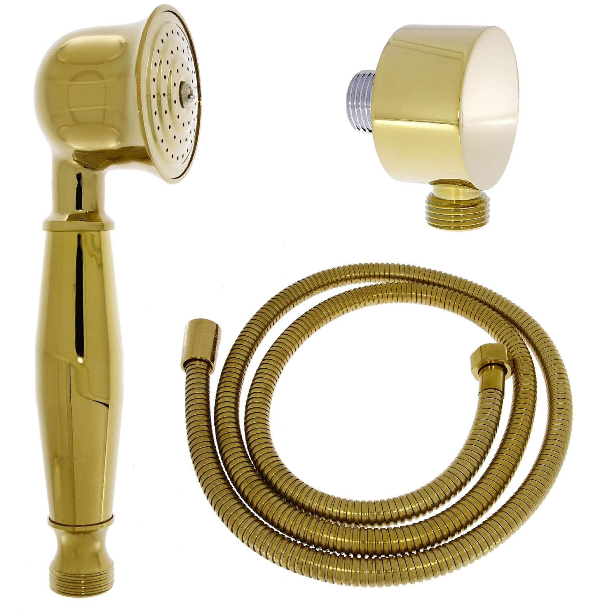 Nostalgia Retro Hand Shower/Shower Head/Shower Head with Shower Hose and Wall Connection Arch Brass with Gold Surface